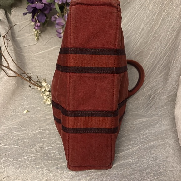 HERMES Fourre tout canvas red navy tote authentic - Picture 11 of 16